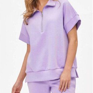 New! Dear Scarlett Short Sleeve Scuba Travel Top Only - Purple - Size Large